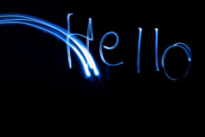 hello against dark background